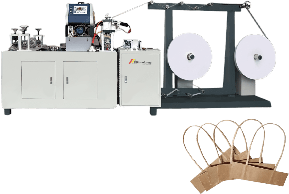 Qog'oz sumkalar uchun tutqich ishlab chiqarish uskunasi US-ZD-SB100A