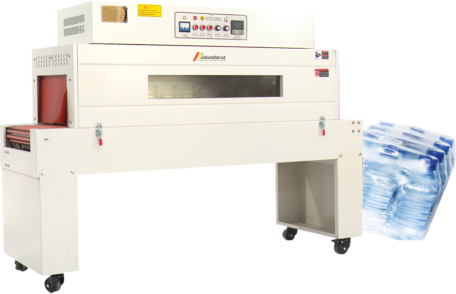 termoqadoqlash, muhrlash va kesish, POF, konveyer, sirkulyatsion termoqadoqlash, qutili choy qadoqlash, qutili kofe qadoqlash, gazli ichimlik qadoqlash, baklashka bloklash, shishani bloklash uskunasi, plyonka o'rash uskunasi, bloklash uskunasi