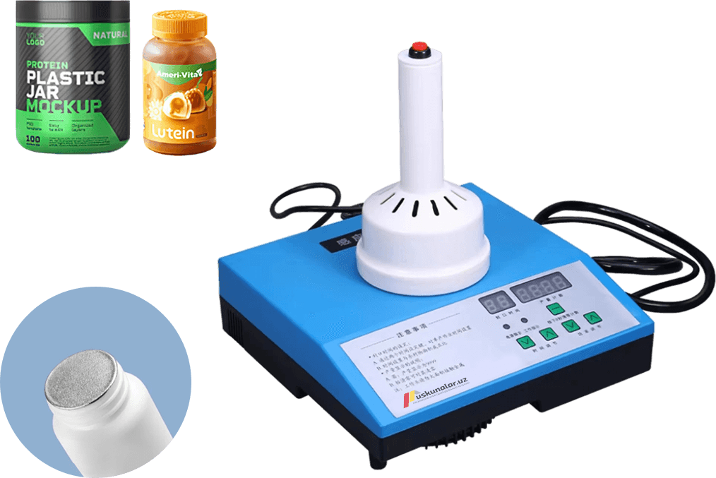 folga qo'yish, folga bilan qadoqlash, shisha og'zini yopish, shisha og'zini folga bilan yopish uskunasi, induksion muhr, folga qo'yish uchun induksion uskuna, falga qoplash, falga